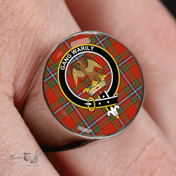 Scottish Drummond of Fingask Ancient Clan Tartan Ring - Crest Classic Scottish Plaid Tartan Plaid