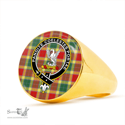 Scottish Gibson (Gibbs) Modern Clan Tartan Ring - Crest Classic Scottish Plaid Tartan Plaid