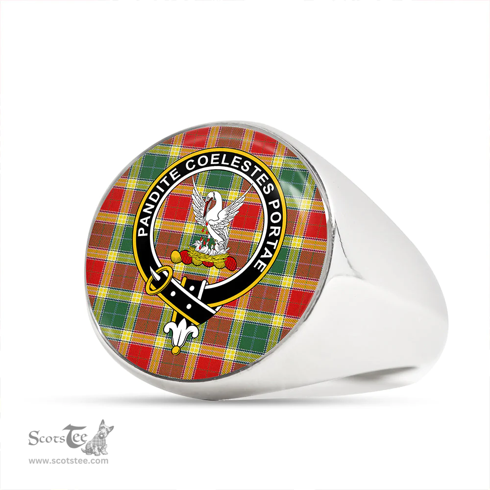 Scottish Gibson (Gibbs) Modern Clan Tartan Ring - Crest Classic Scottish Plaid Tartan Plaid
