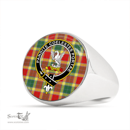 Scottish Gibson (Gibbs) Modern Clan Tartan Ring - Crest Classic Scottish Plaid Tartan Plaid