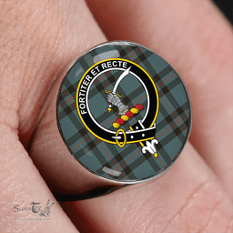 Scottish Elliot (Ellot) Weathered Clan Tartan Ring - Crest Classic Scottish Plaid Tartan Plaid