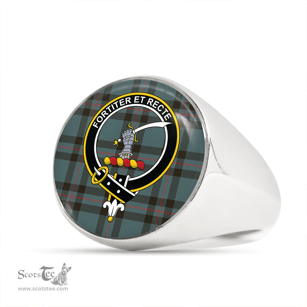 Scottish Elliot (Ellot) Weathered Clan Tartan Ring - Crest Classic Scottish Plaid Tartan Plaid