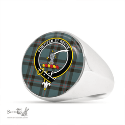 Scottish Elliot (Ellot) Weathered Clan Tartan Ring - Crest Classic Scottish Plaid Tartan Plaid