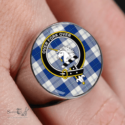 Scottish Cunningham Dress Royal Blue Clan Tartan Ring - Crest Classic Scottish Plaid Tartan Plaid