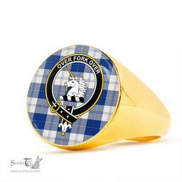 Scottish Cunningham Dress Royal Blue Clan Tartan Ring - Crest Classic Scottish Plaid Tartan Plaid