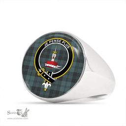 Scottish Erskine Hunting Weathered Clan Tartan Ring - Crest Classic Scottish Plaid Tartan Plaid