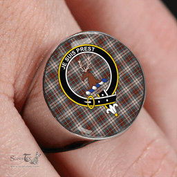 Scottish Fraser Hunting Dress Weathered Clan Tartan Ring - Crest Classic Scottish Plaid Tartan Plaid