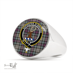 Scottish Davidson of Tulloch Dress Weathered Clan Tartan Ring - Crest Classic Scottish Plaid Tartan Plaid
