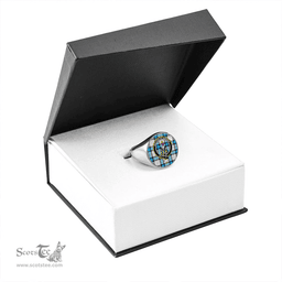 Scottish Ferguson Dress Blue (Dance) Clan Tartan Ring - Crest Classic Scottish Plaid Tartan Plaid