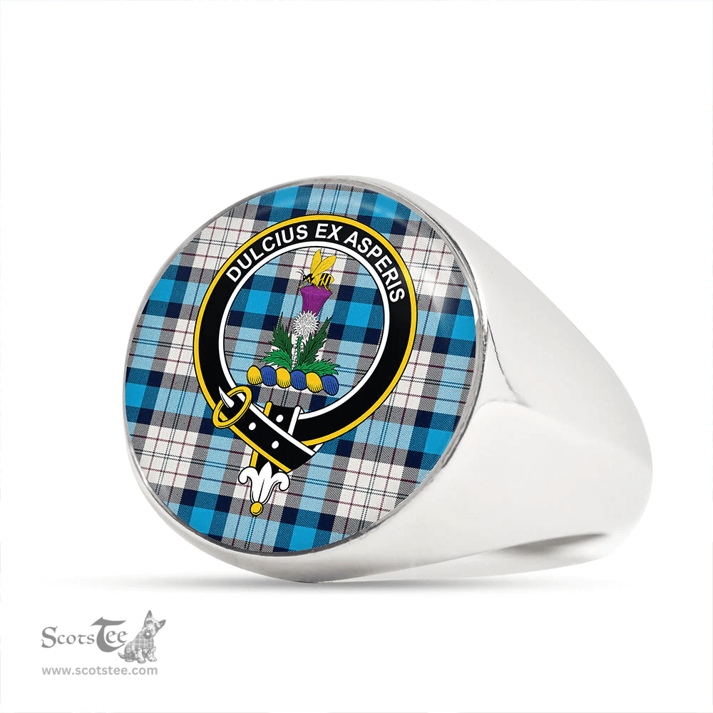 Scottish Ferguson Dress Blue (Dance) Clan Tartan Ring - Crest Classic Scottish Plaid Tartan Plaid