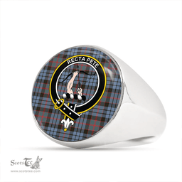 Scottish Fletcher of Dunans Weathered Clan Tartan Ring - Crest Classic Scottish Plaid Tartan Plaid