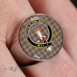 Scottish Donachie of Brochloch Hunting Weathered Clan Tartan Ring - Crest Classic Scottish Plaid Tartan Plaid