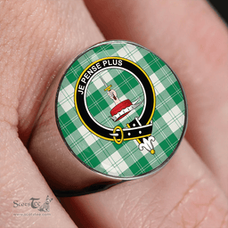 Scottish Erskine Green Clan Tartan Ring - Crest Classic Scottish Plaid Tartan Plaid