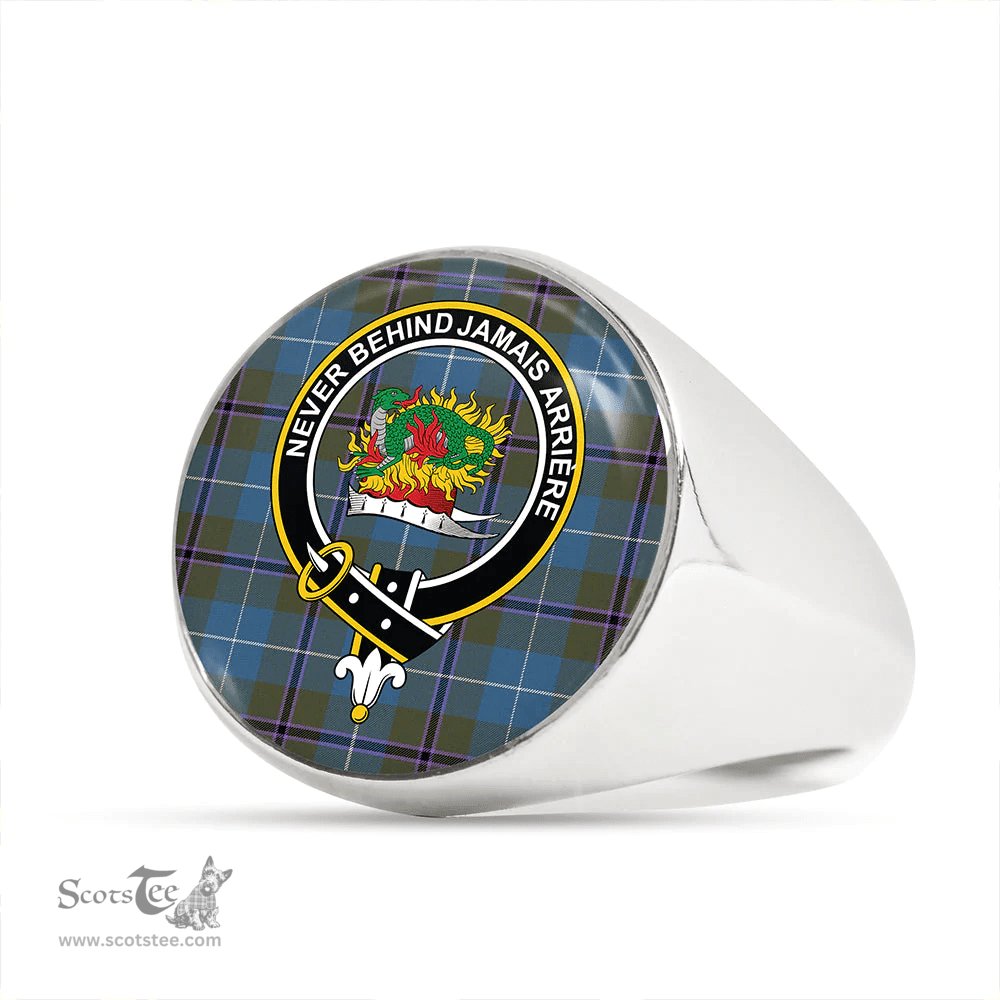 Scottish Douglas Green Ancient Clan Tartan Ring - Crest Classic Scottish Plaid Tartan Plaid