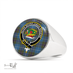 Scottish Douglas Green Ancient Clan Tartan Ring - Crest Classic Scottish Plaid Tartan Plaid