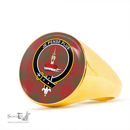 Scottish Erskine Weathered Clan Tartan Ring - Crest Classic Scottish Plaid Tartan Plaid