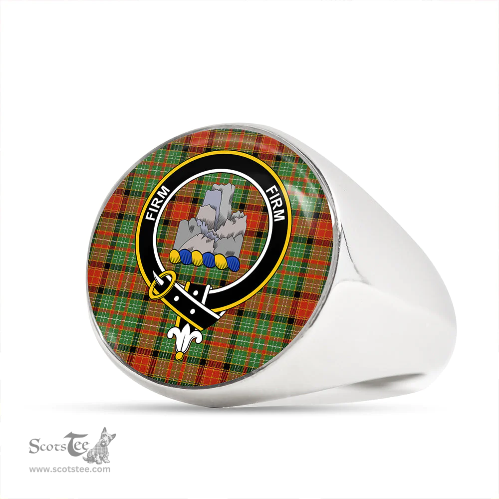 Scottish Dalrymple of Castleton #2 Ancient Clan Tartan Ring - Crest Classic Scottish Plaid Tartan Plaid