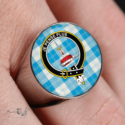 Scottish Erskine Blue Clan Tartan Ring - Crest Classic Scottish Plaid Tartan Plaid