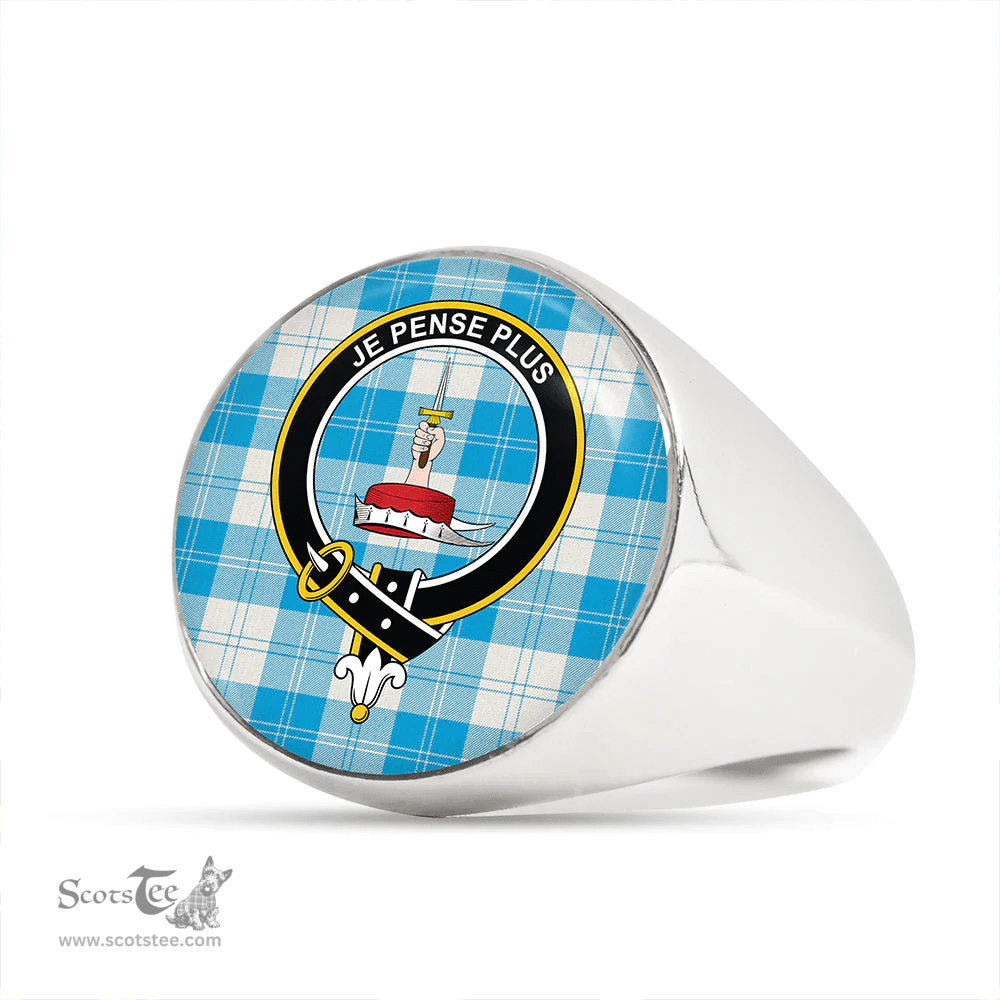 Scottish Erskine Blue Clan Tartan Ring - Crest Classic Scottish Plaid Tartan Plaid