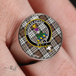 Scottish Ferguson Dress #2 Weathered Clan Tartan Ring - Crest Classic Scottish Plaid Tartan Plaid