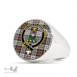 Scottish Ferguson Dress #2 Weathered Clan Tartan Ring - Crest Classic Scottish Plaid Tartan Plaid