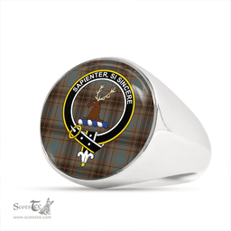 Scottish Davidson (Vestiarium Scoticum) Weathered Clan Tartan Ring - Crest Classic Scottish Plaid Tartan Plaid