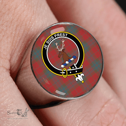 Scottish Fraser of Boblainy Hugh Weathered Clan Tartan Ring - Crest Classic Scottish Plaid Tartan Plaid