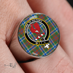 Scottish Currie of Arran Modern Clan Tartan Ring - Crest Classic Scottish Plaid Tartan Plaid