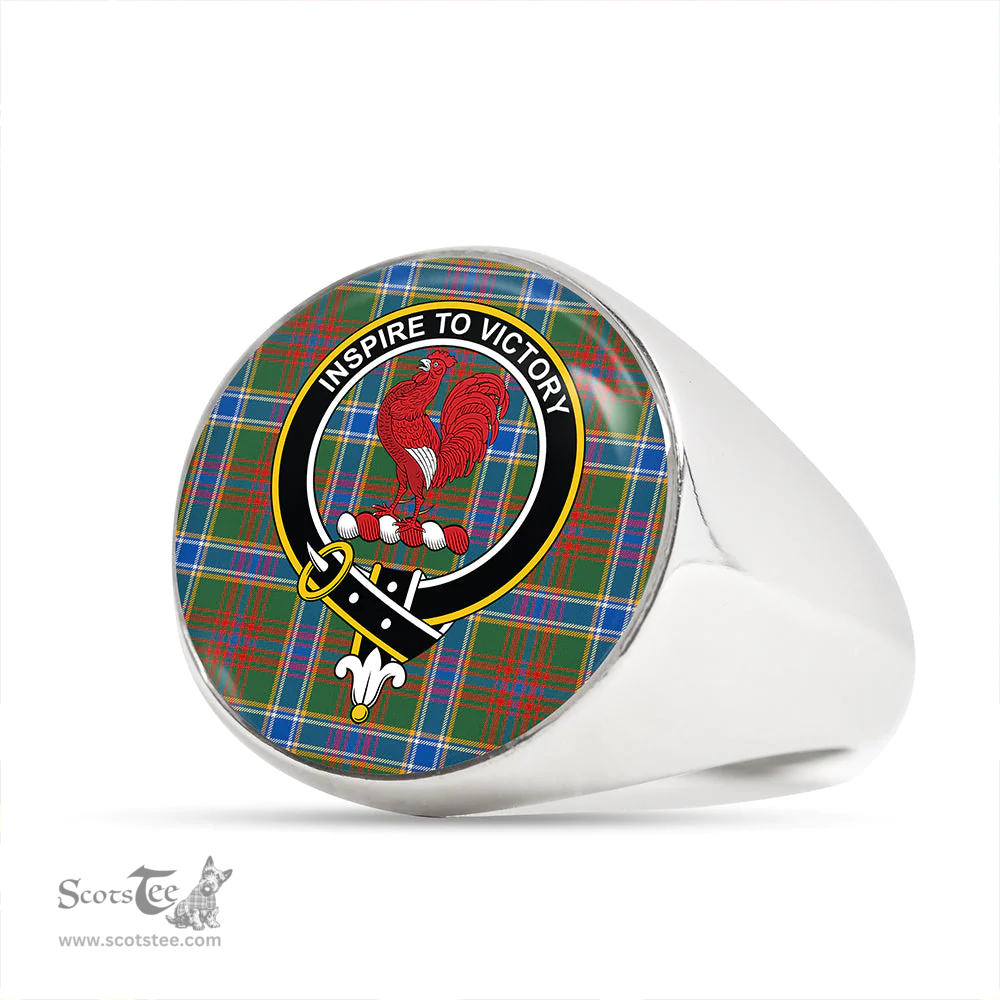 Scottish Currie of Arran Modern Clan Tartan Ring - Crest Classic Scottish Plaid Tartan Plaid