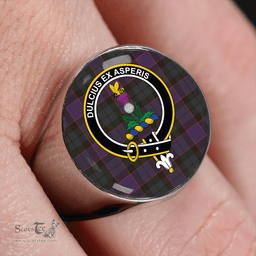 Scottish Ferguson of Balquhidder Weathered Clan Tartan Ring - Crest Classic Scottish Plaid Tartan Plaid