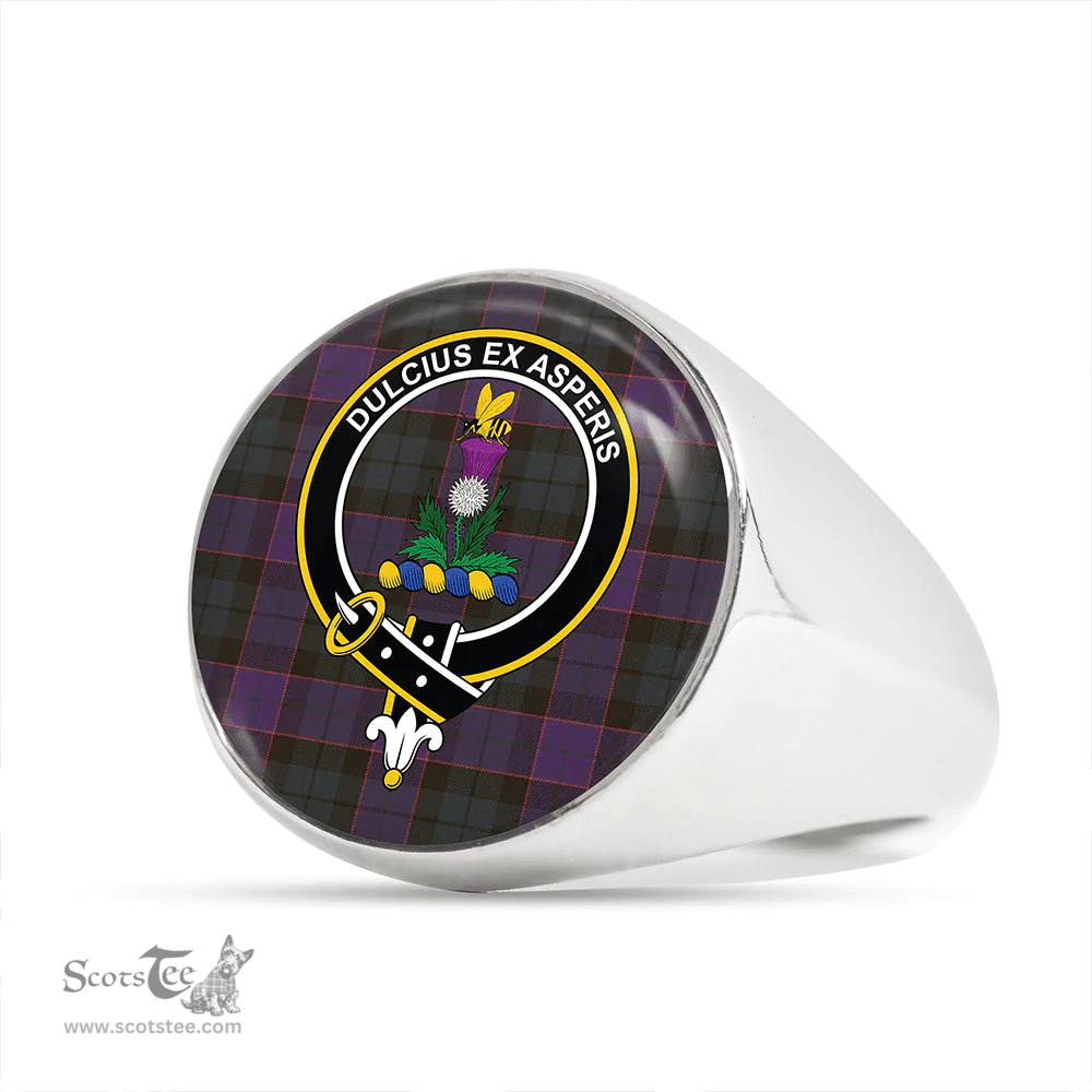 Scottish Ferguson of Balquhidder Weathered Clan Tartan Ring - Crest Classic Scottish Plaid Tartan Plaid
