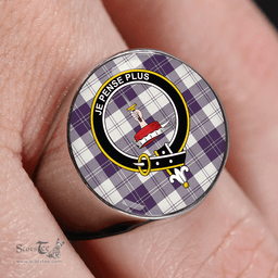 Scottish Erskine Dress Dance Blue Weathered Clan Tartan Ring - Crest Classic Scottish Plaid Tartan Plaid