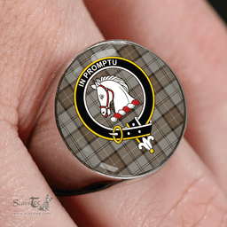 Scottish Dunbar Hunting Weathered Clan Tartan Ring - Crest Classic Scottish Plaid Tartan Plaid