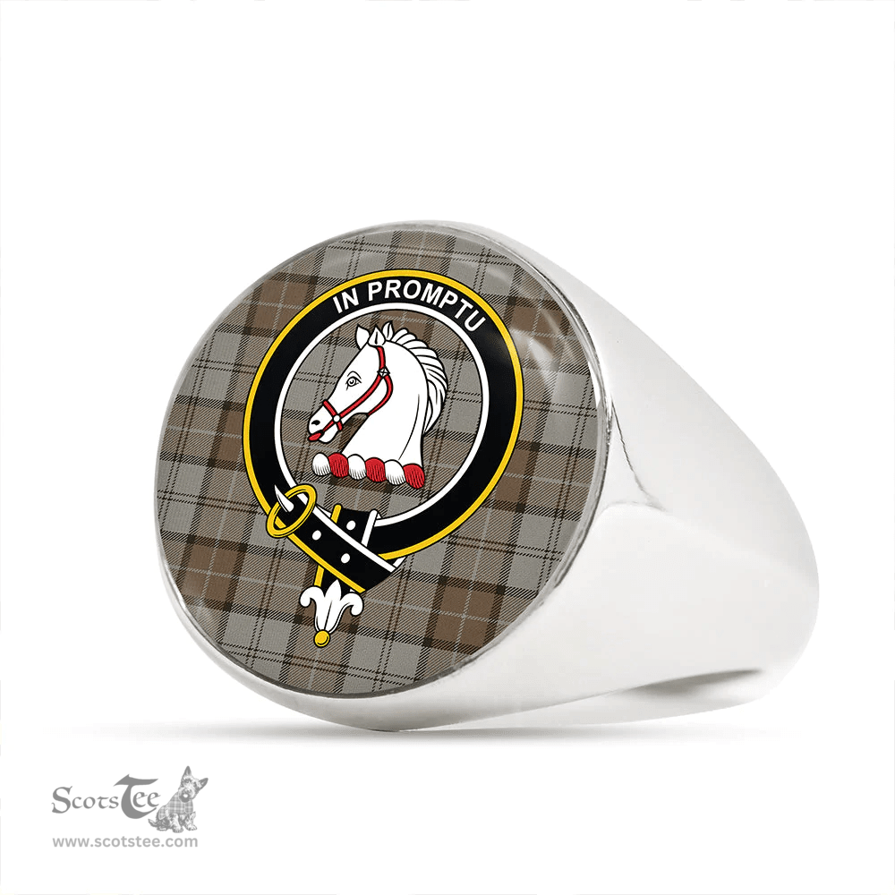 Scottish Dunbar Hunting Weathered Clan Tartan Ring - Crest Classic Scottish Plaid Tartan Plaid