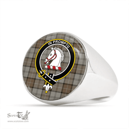 Scottish Dunbar Hunting Weathered Clan Tartan Ring - Crest Classic Scottish Plaid Tartan Plaid