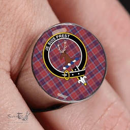 Scottish Fraser of Reelig Weathered Clan Tartan Ring - Crest Classic Scottish Plaid Tartan Plaid