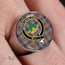 Scottish Gayre Hunting Weathered Clan Tartan Ring - Crest Classic Scottish Plaid Tartan Plaid
