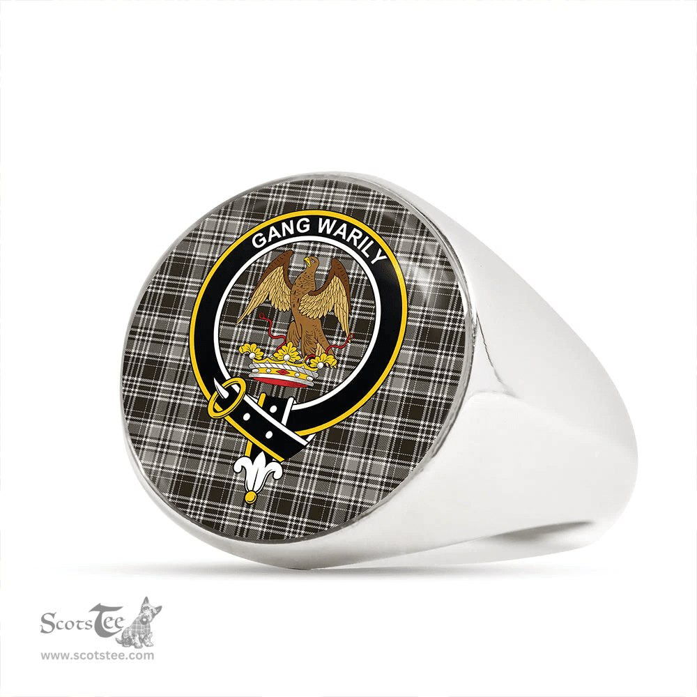 Scottish Drummond (Clans Originaux) Grey Weathered Clan Tartan Ring - Crest Classic Scottish Plaid Tartan Plaid