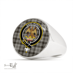 Scottish Drummond (Clans Originaux) Grey Weathered Clan Tartan Ring - Crest Classic Scottish Plaid Tartan Plaid