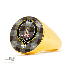 Scottish Dunlop Hunting Weathered Clan Tartan Ring - Crest Classic Scottish Plaid Tartan Plaid