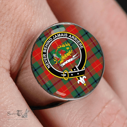 Scottish Douglas of Roxburgh Modern Clan Tartan Ring - Crest Classic Scottish Plaid Tartan Plaid