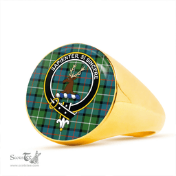 Scottish Davidson of Tulloch Ancient Clan Tartan Ring - Crest Classic Scottish Plaid Tartan Plaid