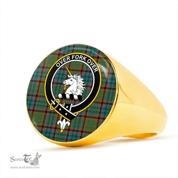 Scottish Cunningham Hunting (MacNicol Hunting #2) Ancient Clan Tartan Ring - Crest Classic Scottish Plaid Tartan Plaid