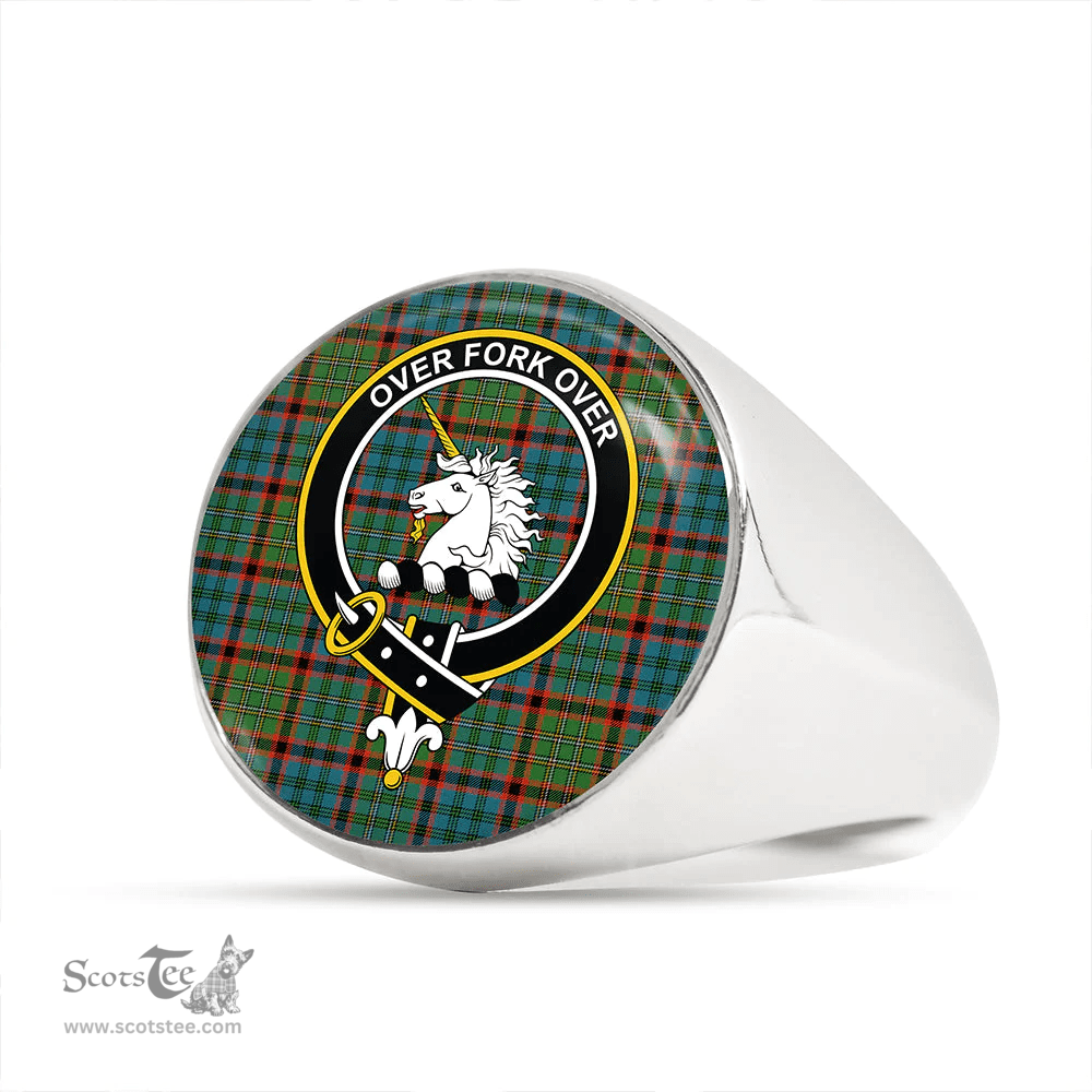 Scottish Cunningham Hunting (MacNicol Hunting #2) Ancient Clan Tartan Ring - Crest Classic Scottish Plaid Tartan Plaid