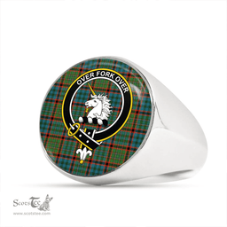 Scottish Cunningham Hunting (MacNicol Hunting #2) Ancient Clan Tartan Ring - Crest Classic Scottish Plaid Tartan Plaid