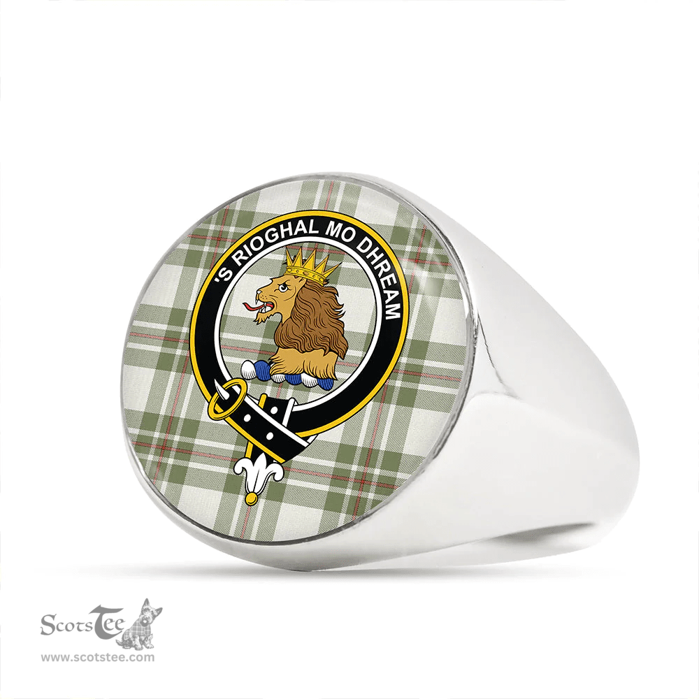 Scottish MacGregor Dress Green (Gregor Dress Green) Weathered Clan Tartan Ring - Crest Classic Scottish Plaid Tartan Plaid