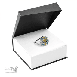 Scottish MacPherson Dress Blue Modern Clan Tartan Ring - Crest Classic Scottish Plaid Tartan Plaid