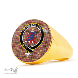 Scottish Ogilvie of Strathallan Weathered Clan Tartan Ring - Crest Classic Scottish Plaid Tartan Plaid