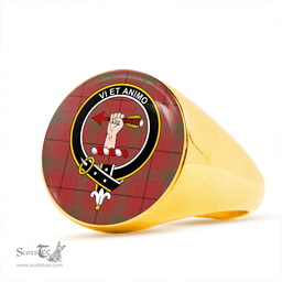 Scottish MacCulloch #2 (Donald Lord of the Isles #2) Weathered Clan Tartan Ring - Crest Classic Scottish Plaid Tartan Plaid