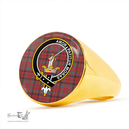 Scottish Lumsden of Kintore Weathered Clan Tartan Ring - Crest Classic Scottish Plaid Tartan Plaid